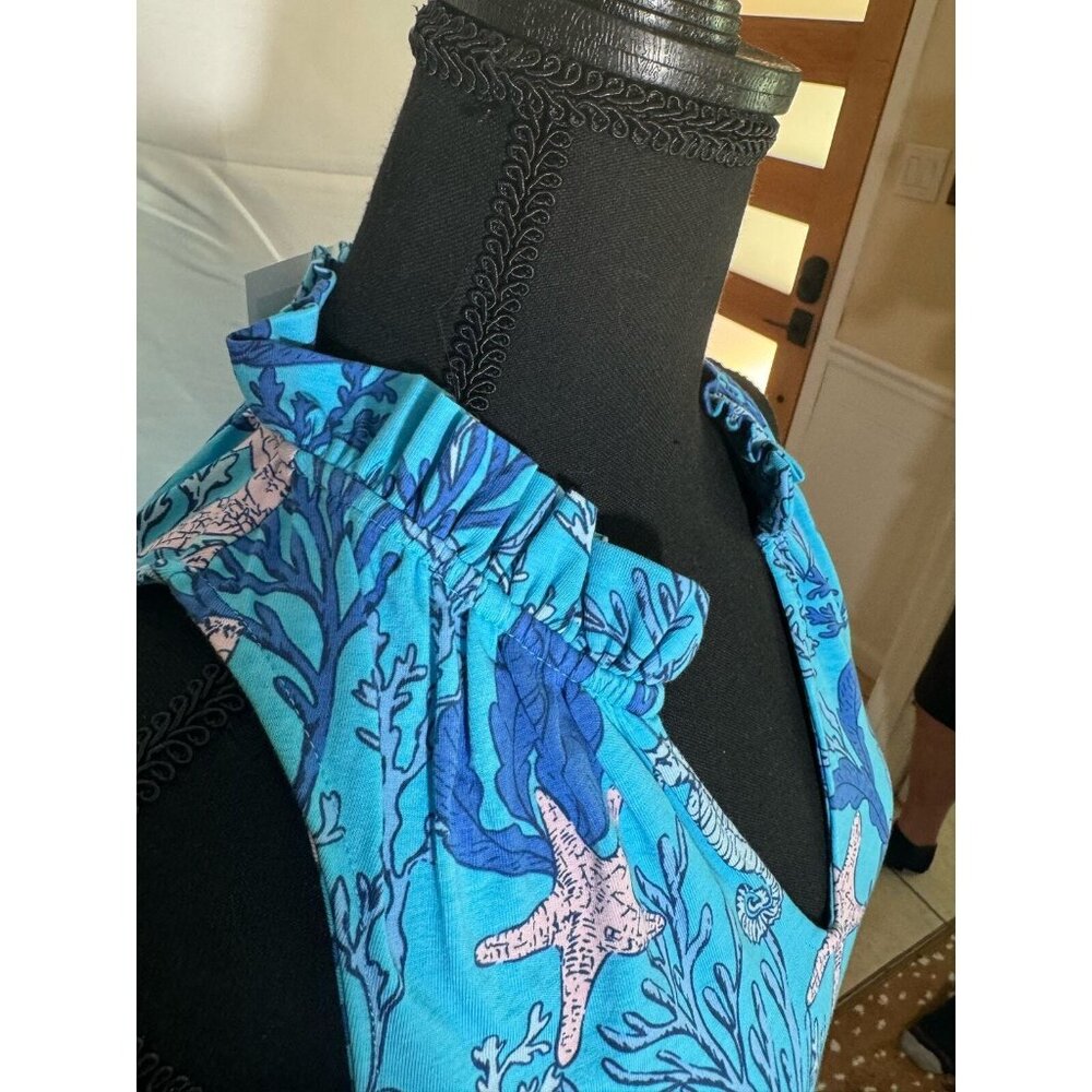 NWT Pappagallo Sleeveless Tank Dress XS Ruffled Hem Nautical Resort Travel Beach - Picture 7 of 10